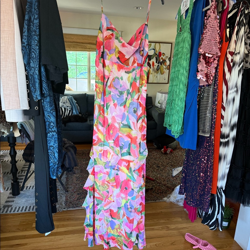 Aqua Formal Floral Dress